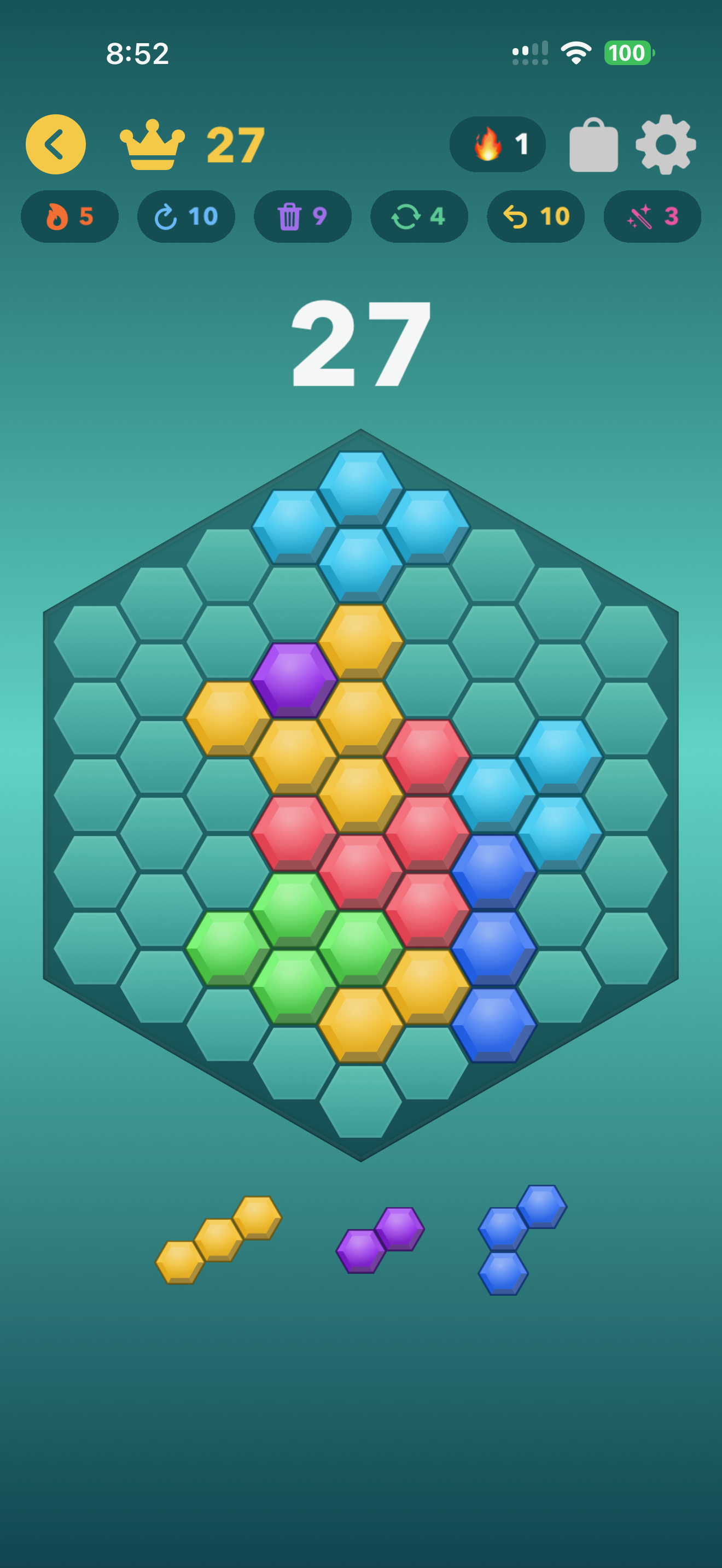 Shapes Blast Hexagon board