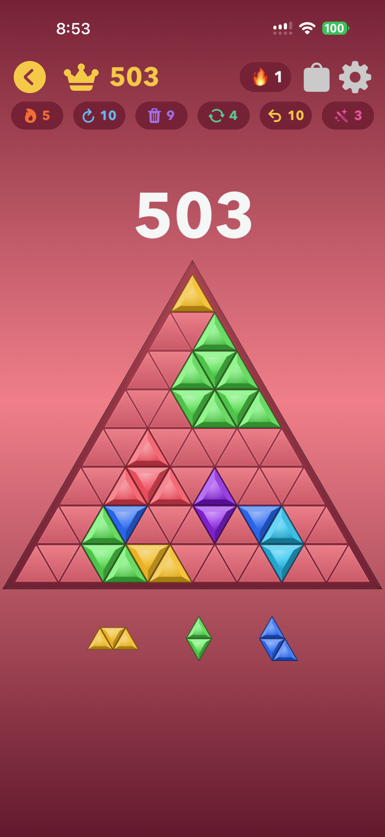 Shapes Blast Triangle board